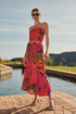 Soleil Abstract On the Low Pleated Tube Top